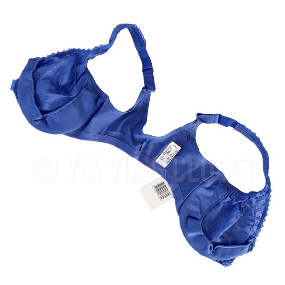 Glamorise 34F Women's Elegance 9245 Front-Close Stretch-Lace Wonderwire Bra Blue - Picture 9 of 16